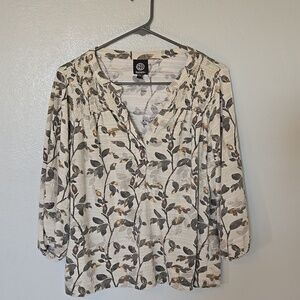 Bobeau | Beige Floral 3/4 Sleeve Blouse Size XLP